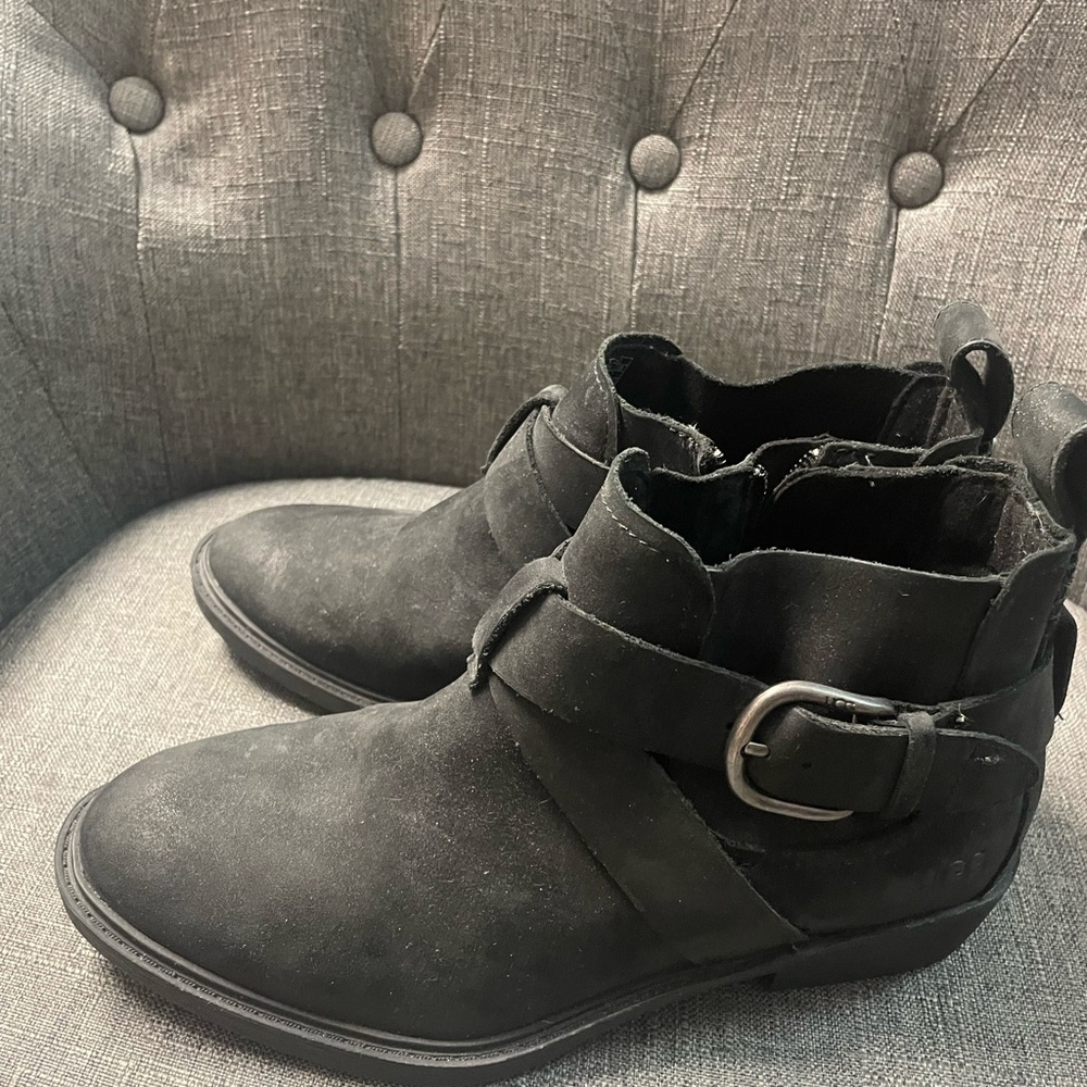UGG Pre loved Black Ankle Boots with Buckle Strap
